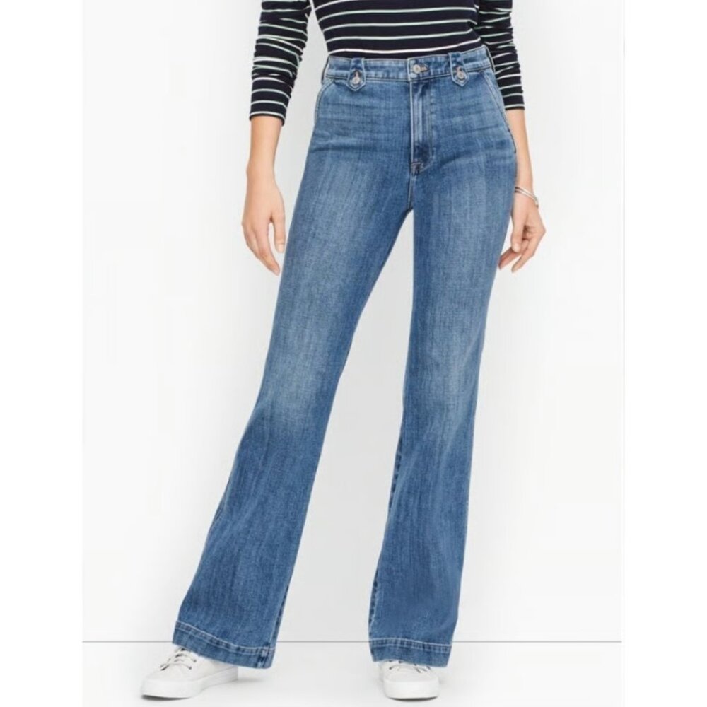 NWOT TALBOTS Womens' Cay Wash High Waist Flare Leg Jeans Size 16 Petite